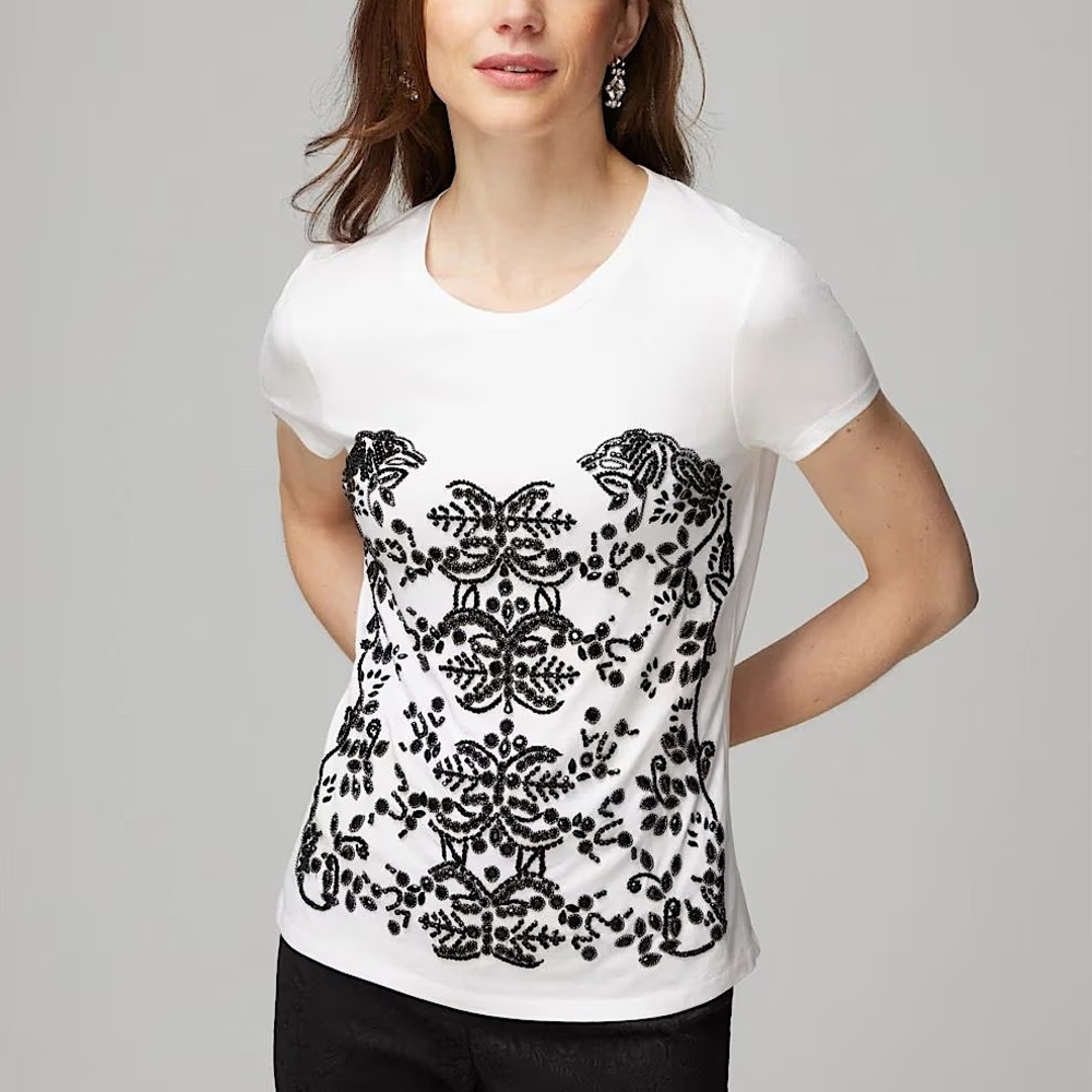 WHBM STONE EMBELLISHED TEE